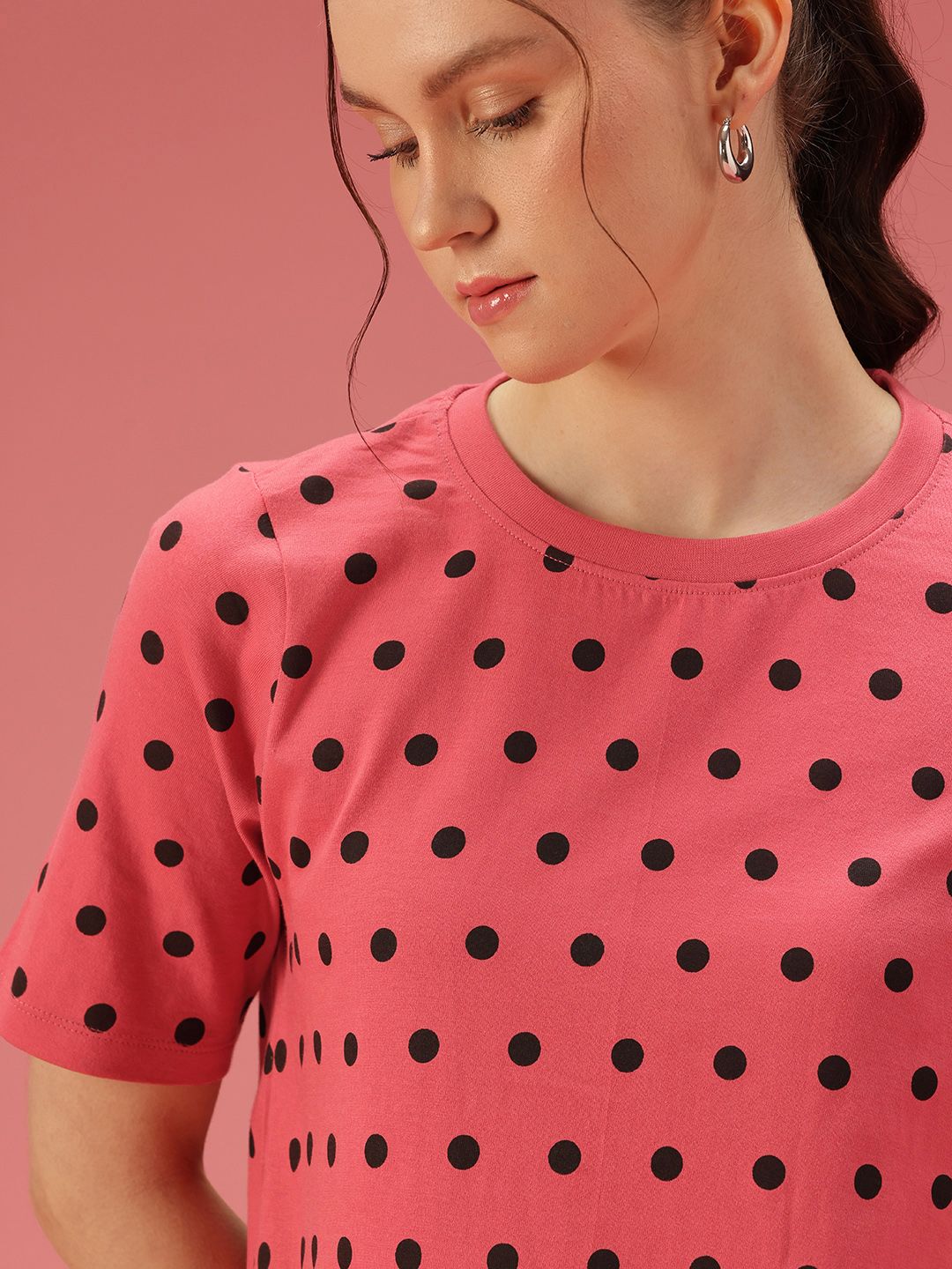 DressBerry Polka Dot Printed Pure Cotton T-shirt