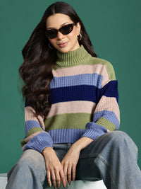 DressBerry Colourblocked Turtle Neck Pullover