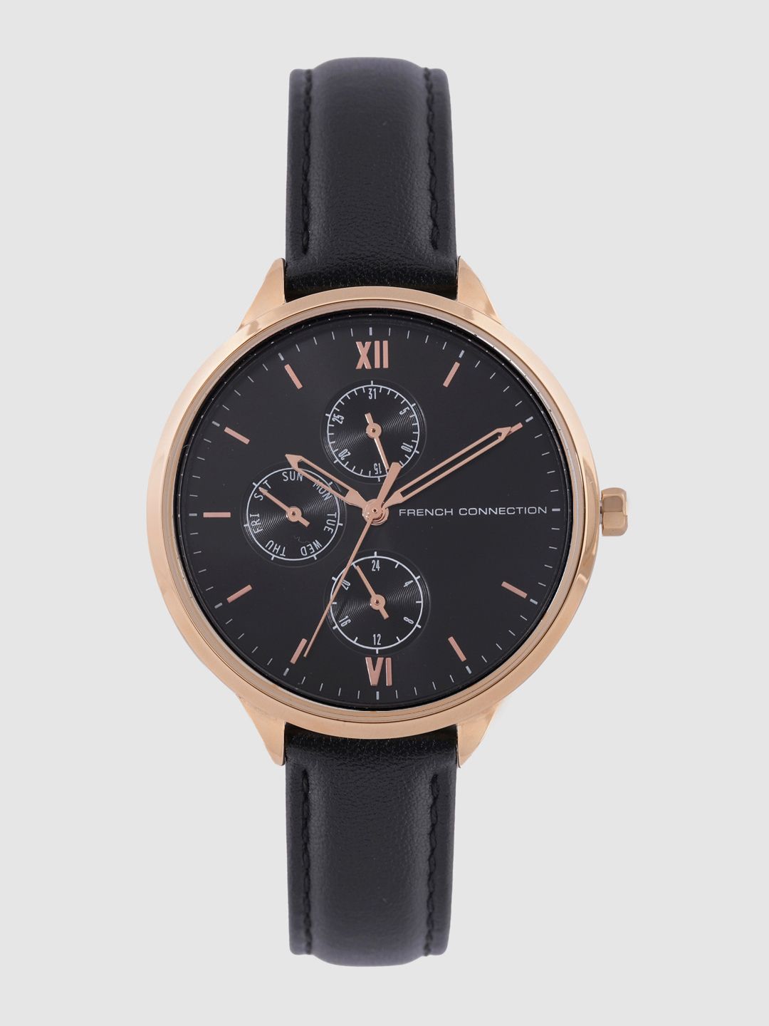Sambungan Perancis Wanita Hitam Analog Watch FC149b