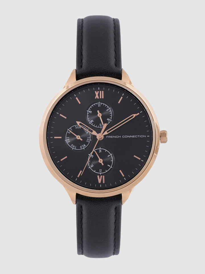 Sambungan Perancis Wanita Hitam Analog Watch FC149b