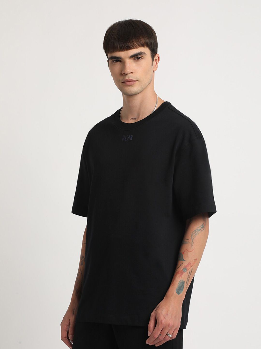 THE BEAR HOUSE Animal Printed Round Neck Oversized Cotton T-shirt