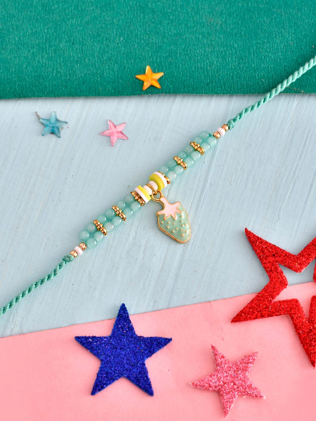 Voylla Turquoise Beads Kid's Fruit Motif Rakhi