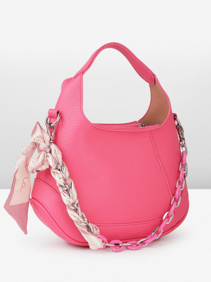 DressBerry Structured Stylized Handle Handheld Bag with Bow Detail