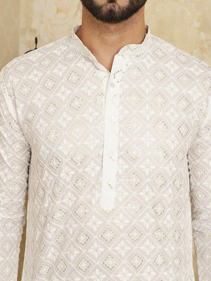 SOJANYA Kurta Lurus Kolar Mandarin Sulam Bunga