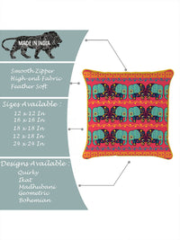 STITCHNEST Blue & Orange Set of 5 Floral Velvet Square Cushion Covers