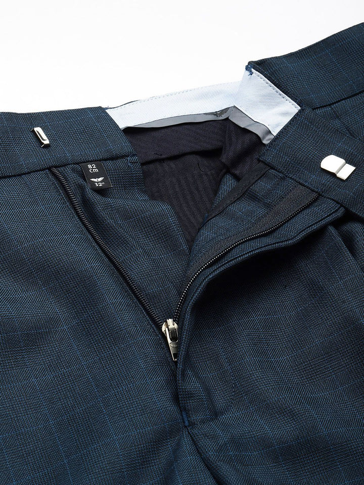 Park Avenue Men Checked Comfort Fit Formal Trousers