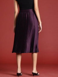 all about you Women Accordion Pleats High Waist Midi Skirt