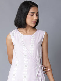 W Purple & White Printed Basic Jumpsuit