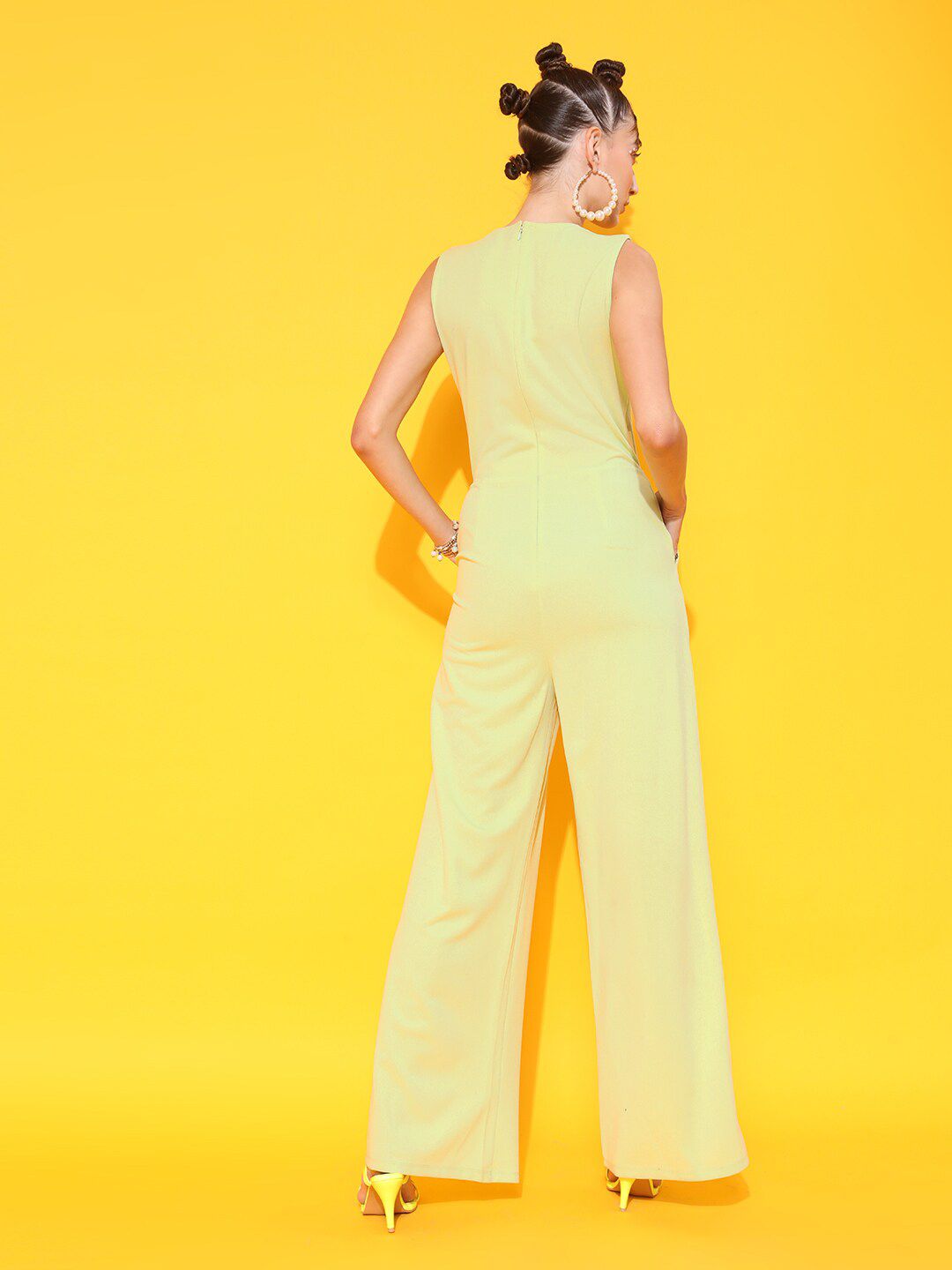 STREET 9 Women Lime Green Solid Corset Jumpsuit