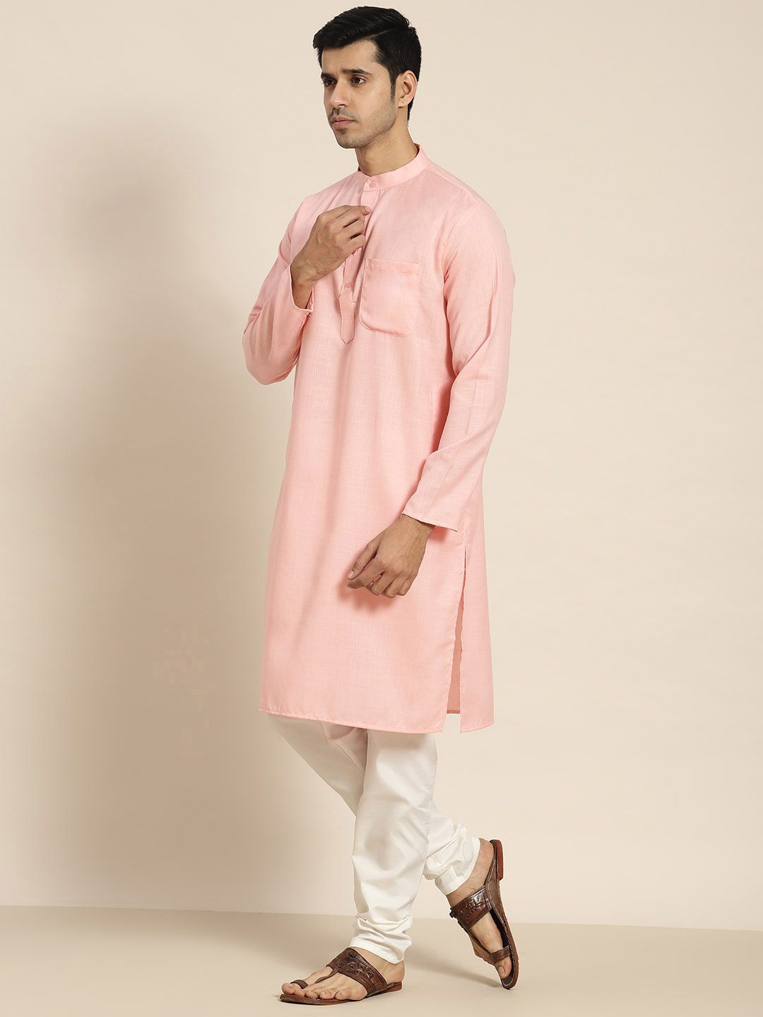 SOJANYA Lelaki Pink Solid Kurta