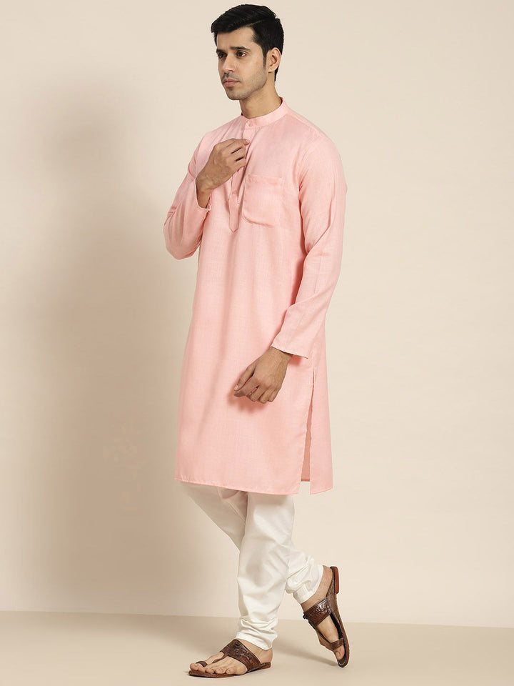 SOJANYA Men Pink Solid Kurta