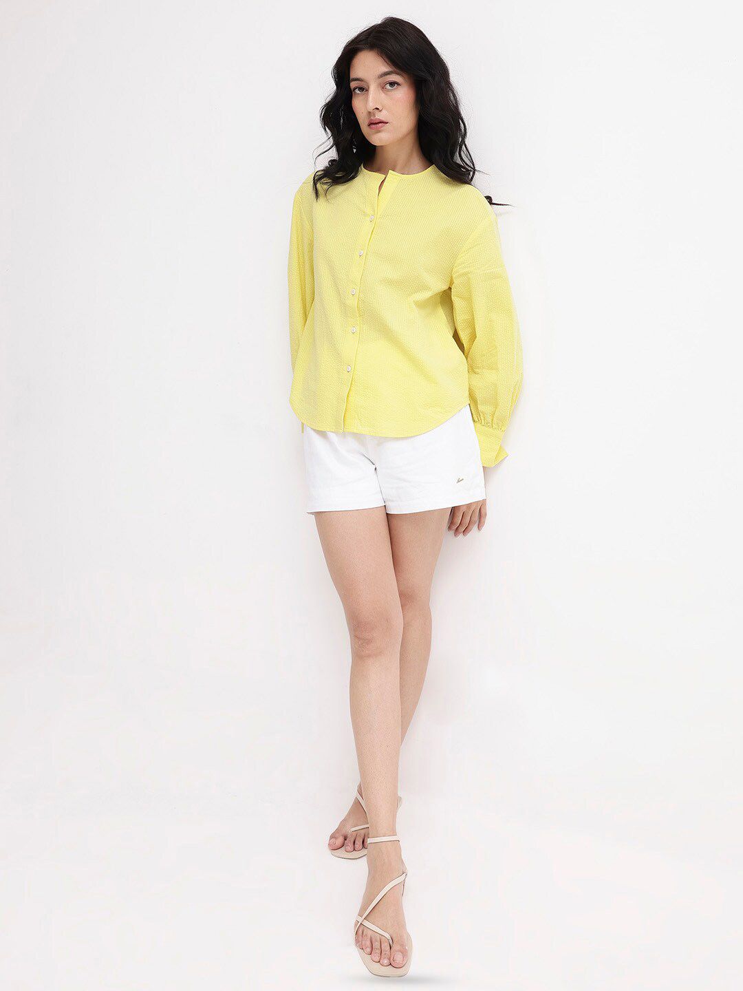 RAREISM Round Neck Long Sleeves Cotton Top