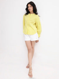 RAREISM Round Neck Long Sleeves Cotton Top