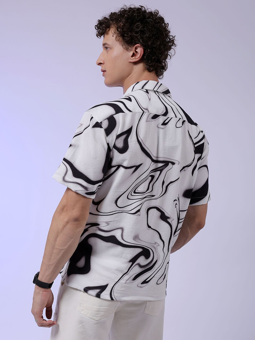 The Indian Garage Co Men Relaxed Fit Abstract Print Textuted Resortwear Shirt