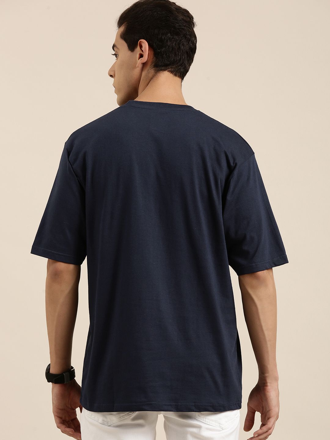 DILLINGER Men Navy Blue Typography Printed Pure Cotton Oversized T-shirt