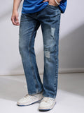 HIGHLANDER Men Bootcut Mid-Rise Light Fade Mildly Distressed Stretchable Jeans