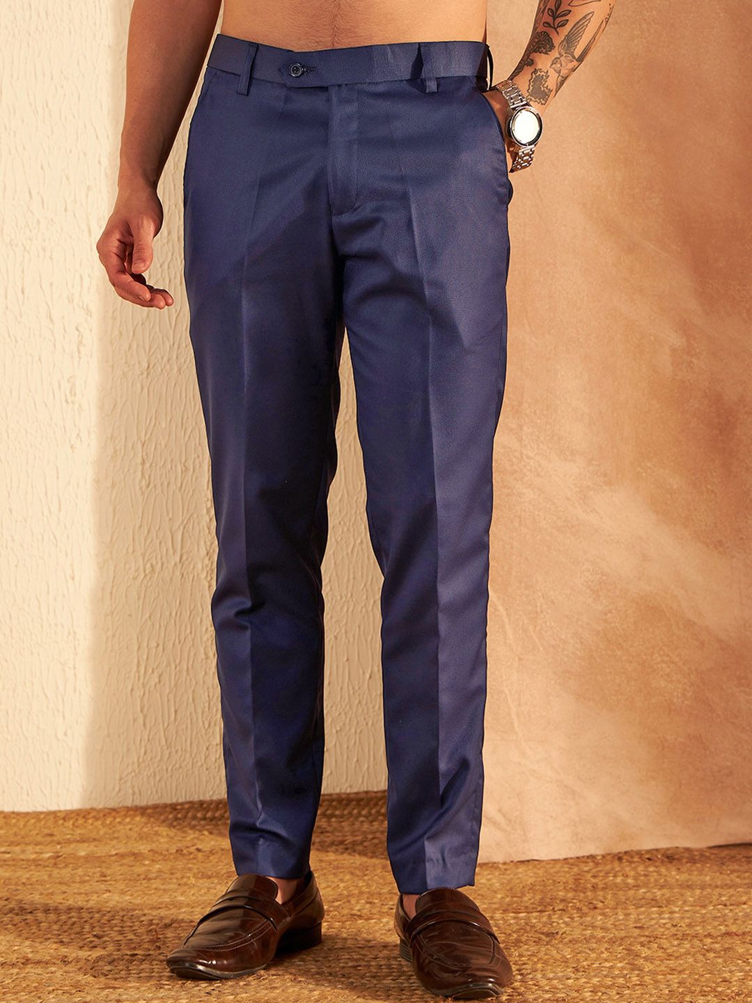 DENNISON Men Smart Tapered Fit Easy Wash Trousers