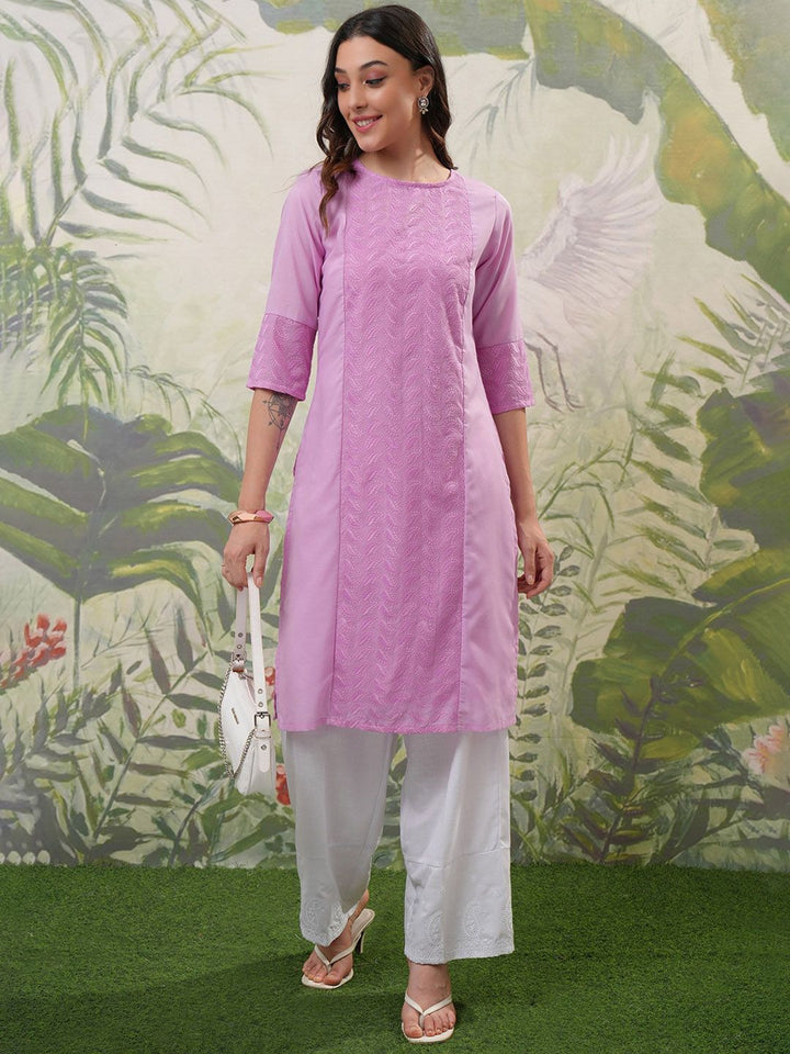 Vishudh Three-Quarter Sleeves Round Neck Gotta Patti Kurta