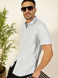 Thomas Scott Men Premium Spread Collar Textured Casual Shirt