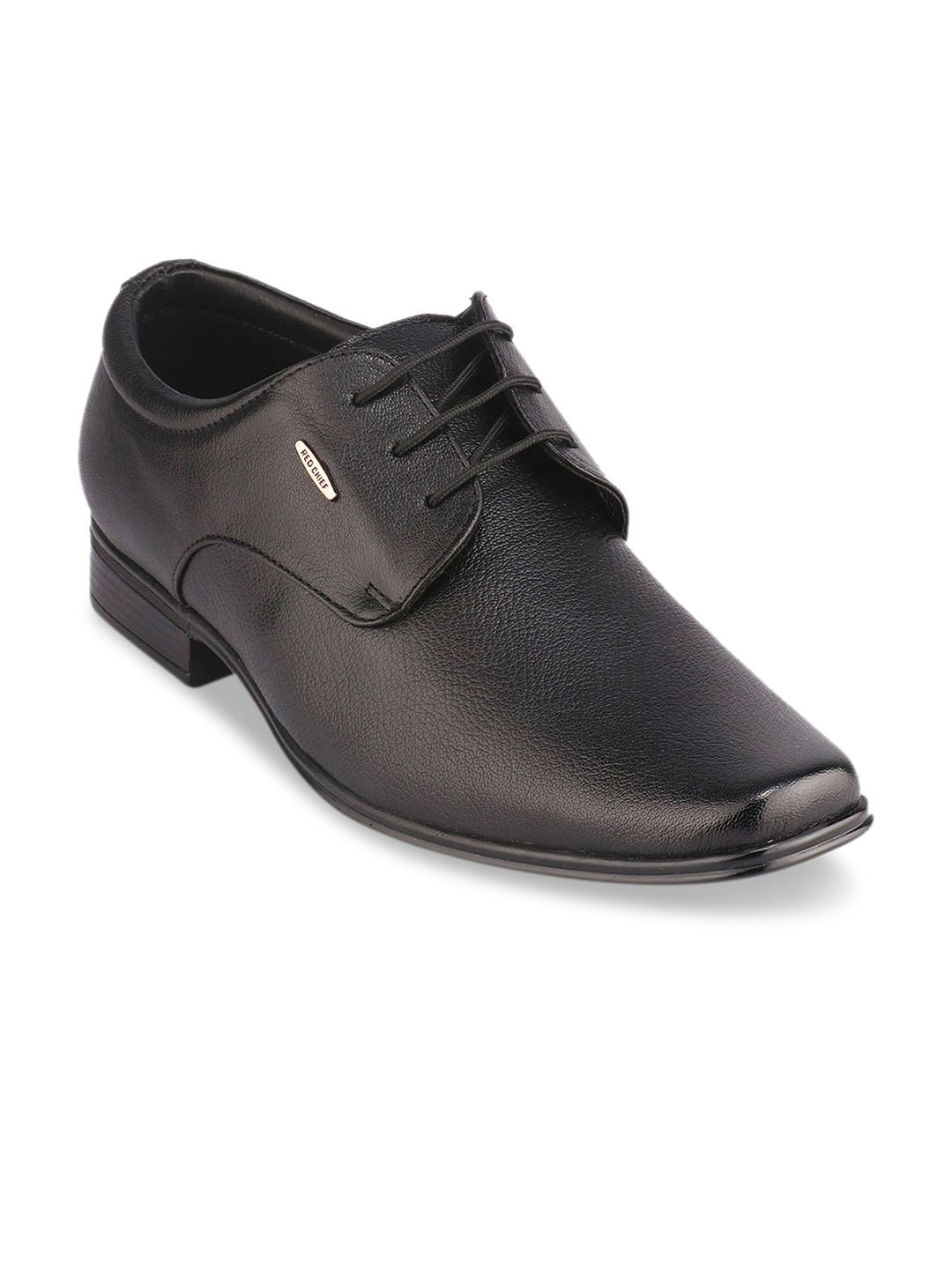 Red Chief Men Black Solid Leather Formal Derbys