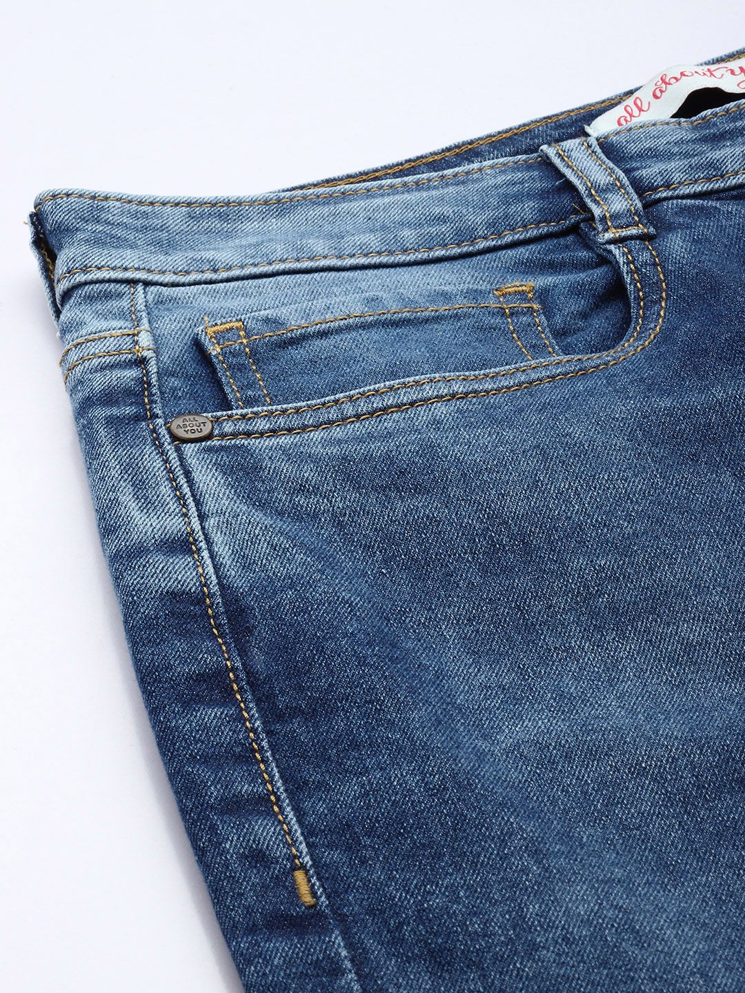 all about you Women Straight Fit High-Rise Heavy Fade Stretchable Jeans
