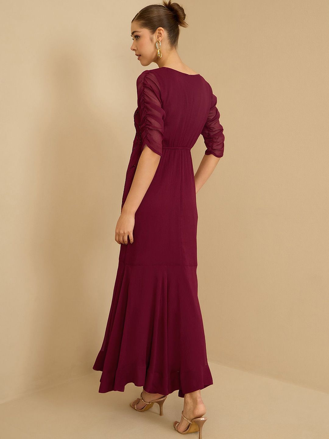 Antheaa Chiffon Embellished Maxi Dress