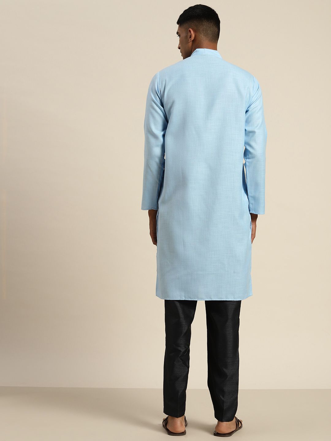 SOJANYA Mandarin Collar Cotton Silk Kurta