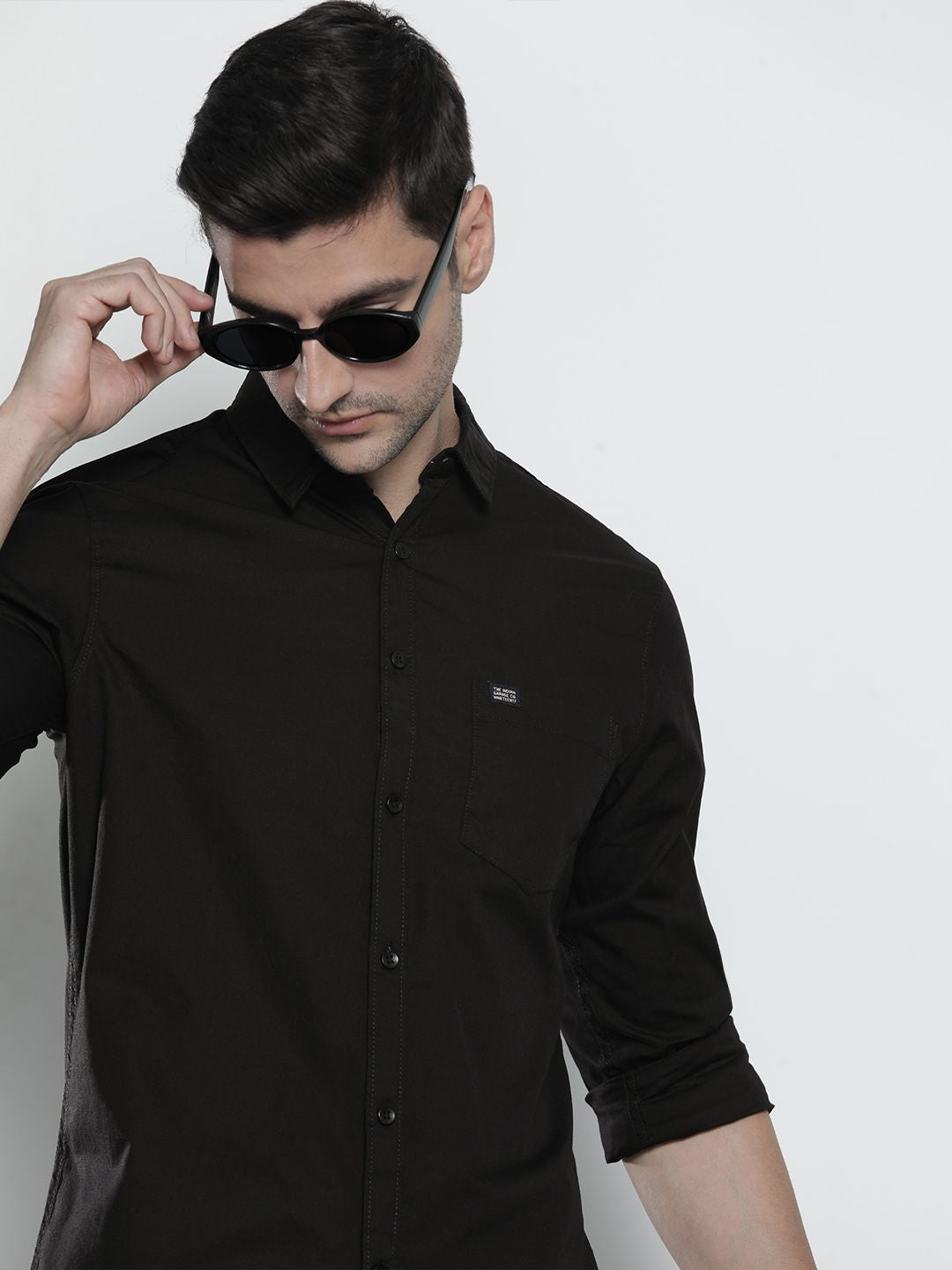The Indian Garage Co Men Black Comfort Cotton Casual Shirt