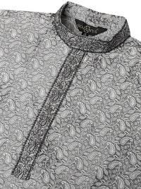 SOJANYA Men Grey Woven Design Straight Kurta