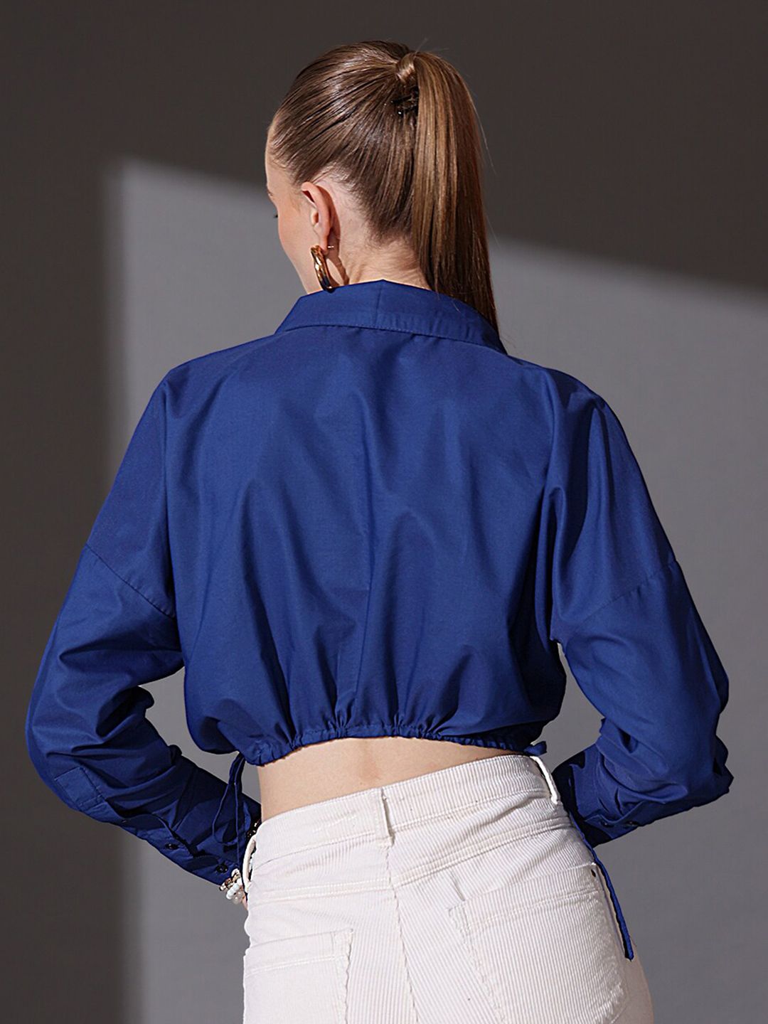 STREET 9  Cotton Shirt Style Crop Top