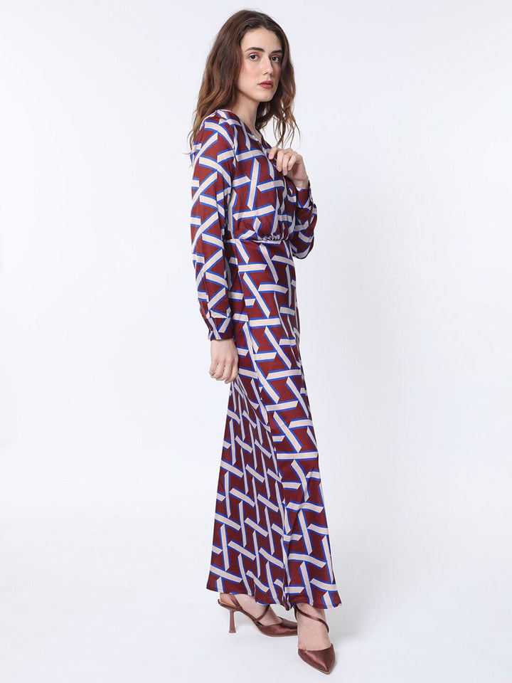 RAREISM Geo Print Overlap Front Maxi Dress