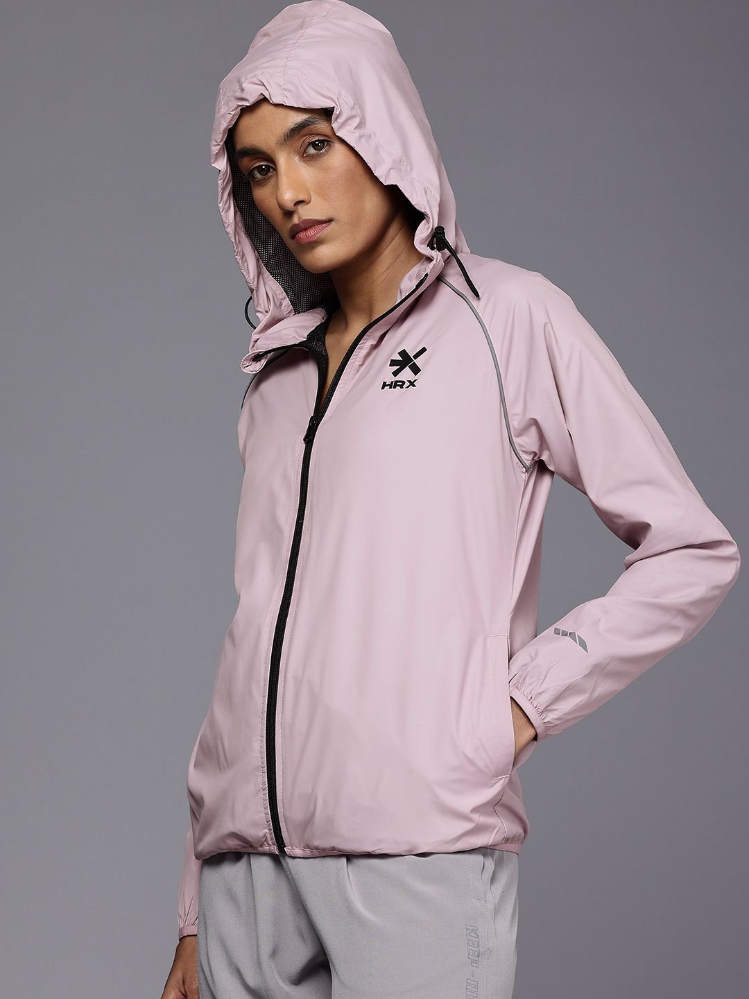 HRX by Hrithik Roshan Rapid-Dry Antimicrobial Running Hooded Sporty Jacket