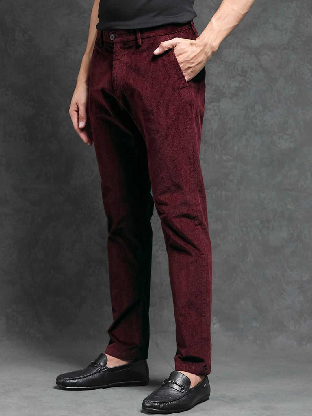 RARE RABBIT Men Upton Slim Fit Mid-Rise Cotton Trouser