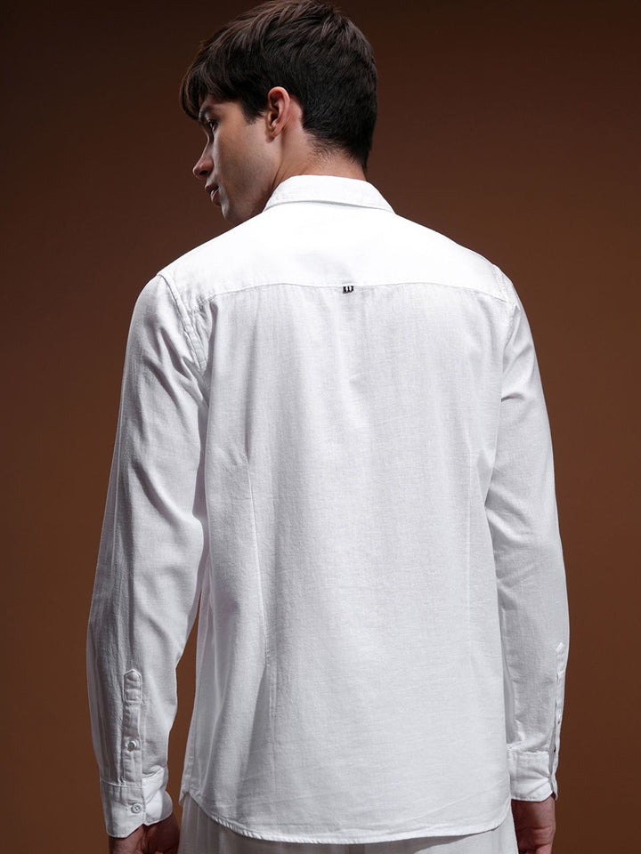 HIGHLANDER Men White Slim Fit Casual Shirt
