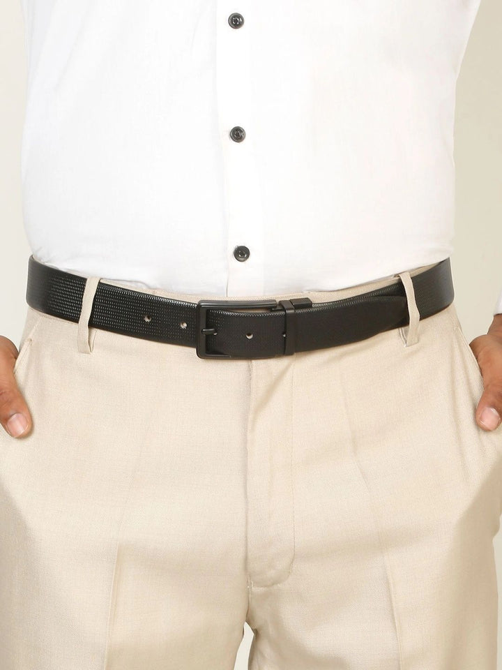 Teakwood Leathers Men Textured Leather Reversible Formal Belt