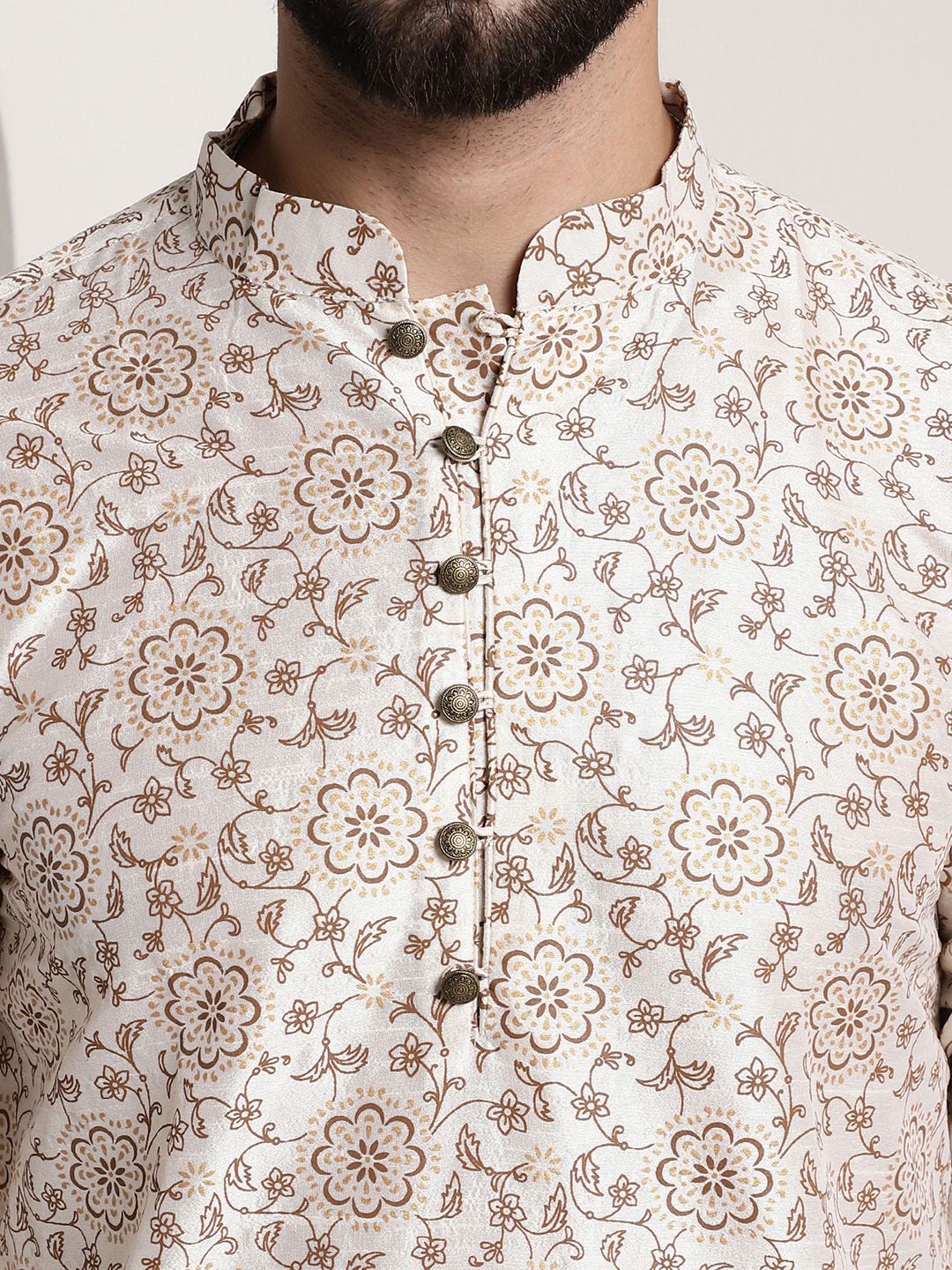 SOJANYA Kurta Lurus Kolar Mandarin Bercetak Bunga