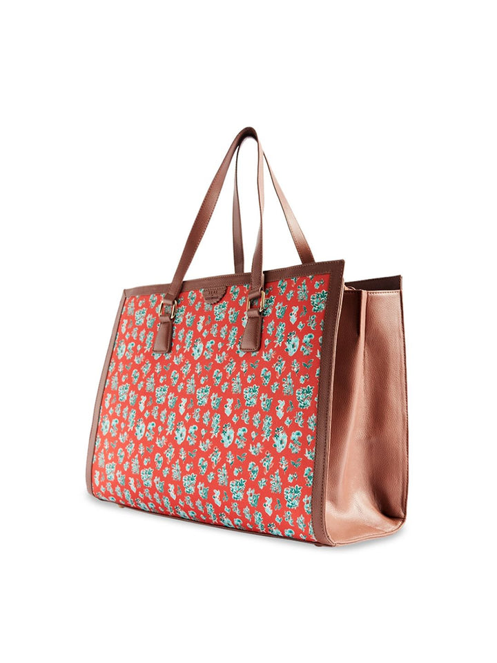 TEAL BY CHUMBAK Floral Printed Oversized Shopper Shoulder Bag