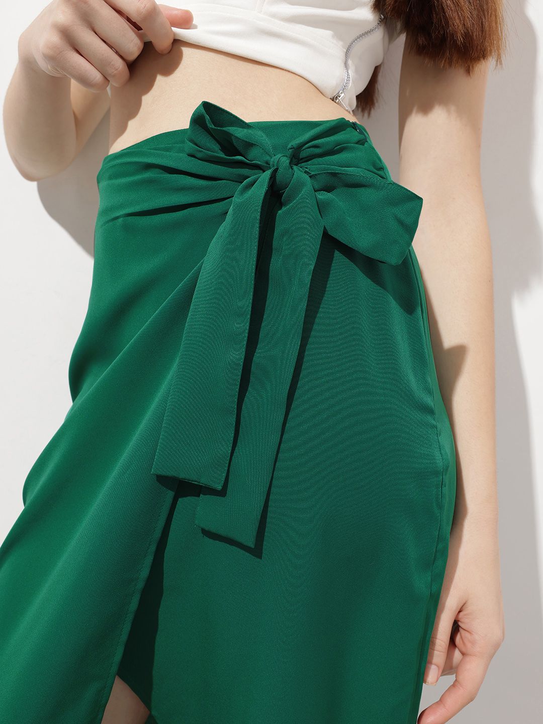 DressBerry Easy Breezy Vibes Bow Down Wrap Midi Skirt