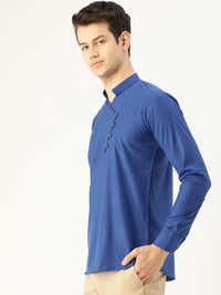 SOJANYA Men Blue Solid Straight Kurta