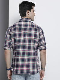 The Indian Garage Co Men Black Comfort Tartan Checked Casual Shirt