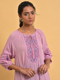 W Pure Cotton Print Tie-Up Neck Top