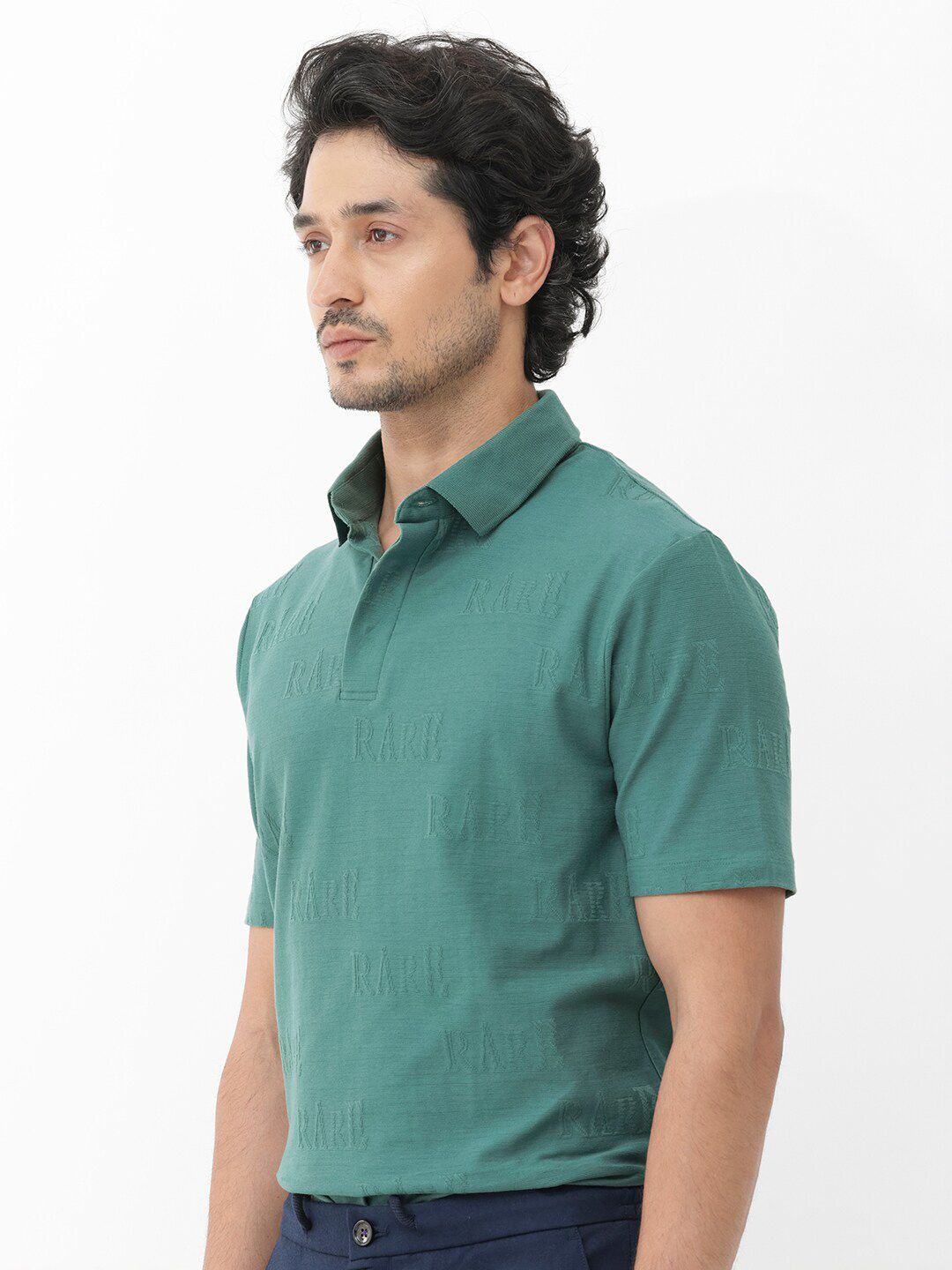 RARE RABBIT Men Gesset-2 Regular Fit Polo Collar Cotton T-Shirt