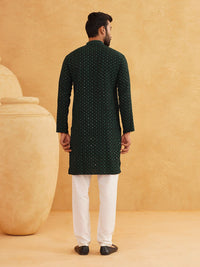 SOJANYA Embroidered Sequinned Pure Cotton Kurta with Churidar