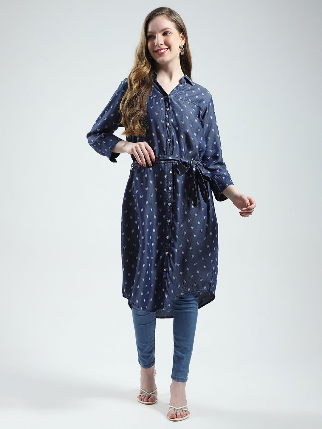 Monte Carlo Printed Shirt Collar A-Line Kurta