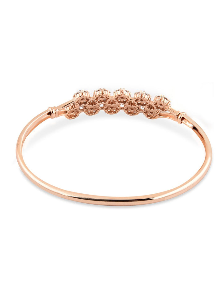 Zaveri Pearls Women Rose Gold & White Brass Cubic Zirconia Kada Bracelet Set of 2