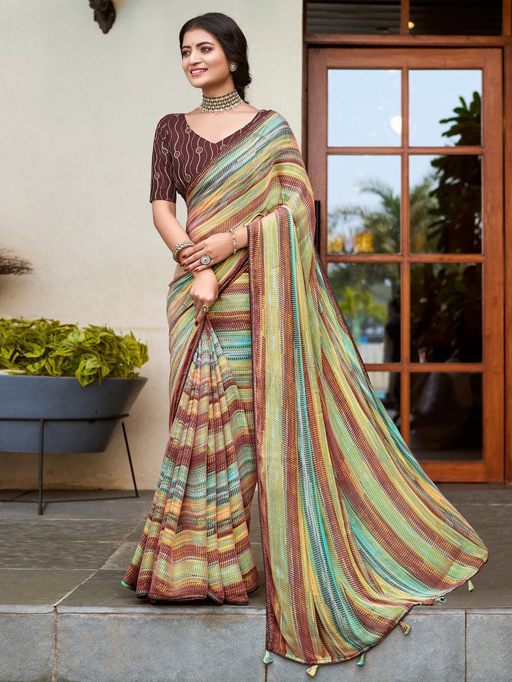 Saree mall Pure Chiffon Ethnic printed daily wear  Sarees