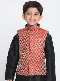VASTRAMAY Boys Woven-Designed Nehru Jacket