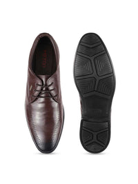 Mochi Men Brown Solid Leather Formal Derbys