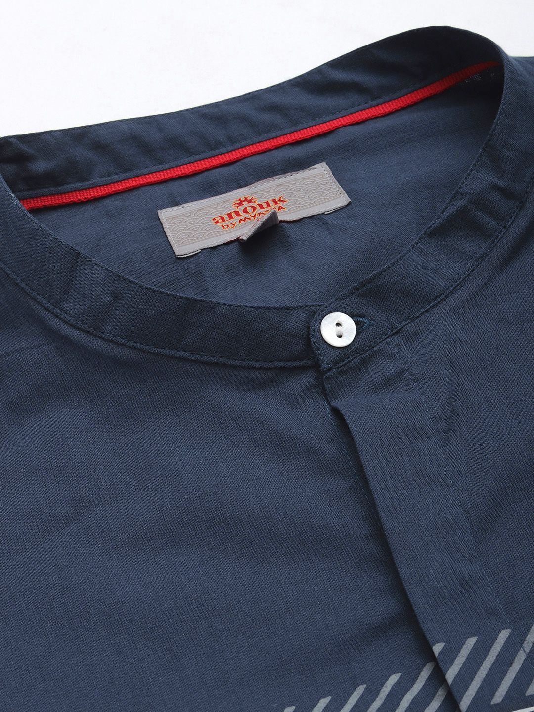 Anouk Men Navy Blue Multi Striped Pure Cotton Casual Shirt