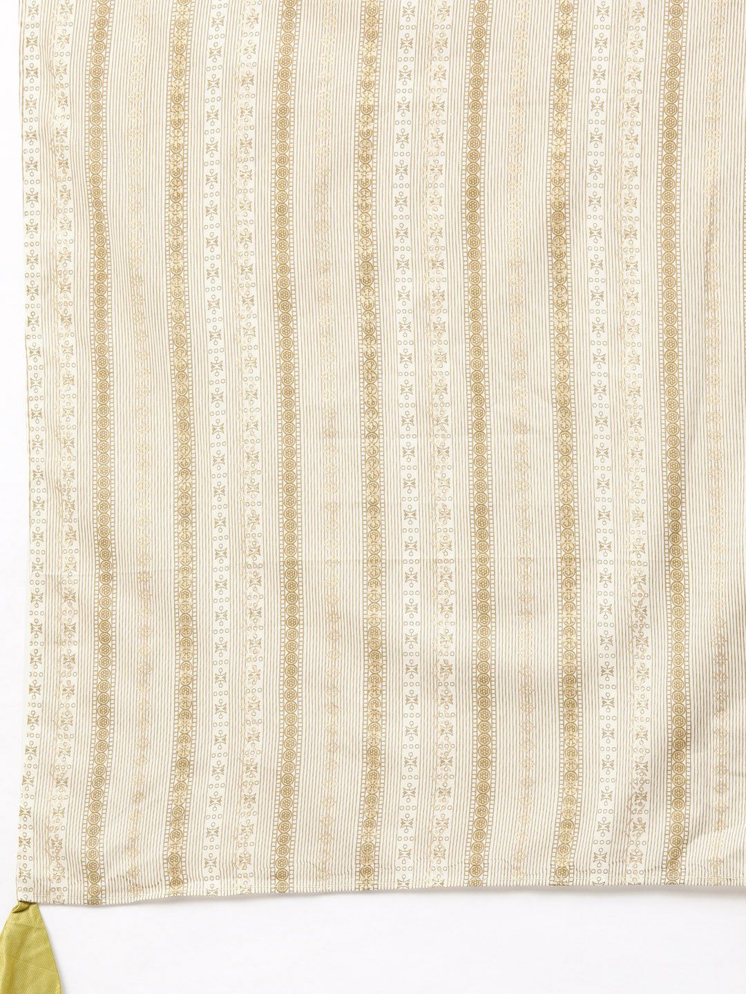 Indo Era Muted Dandelion Ethnic Stripes Keyhole Kurta Set with Stole